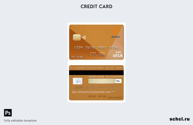 цифровая загрузка шаблона банковской карты Visa Burundi Access